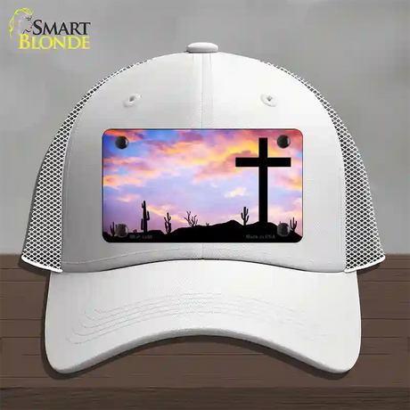 Cross Sunrise Photograph Novelty License Plate Hat Mesh / White