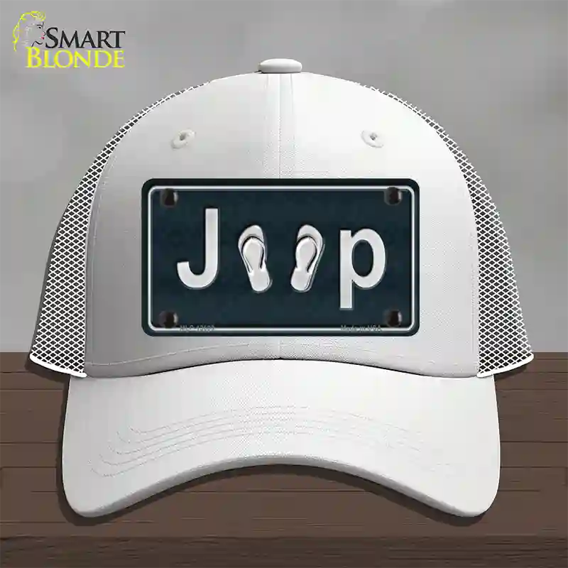 J**P Flipflop Novelty License Plate Hat Tag Mesh / White