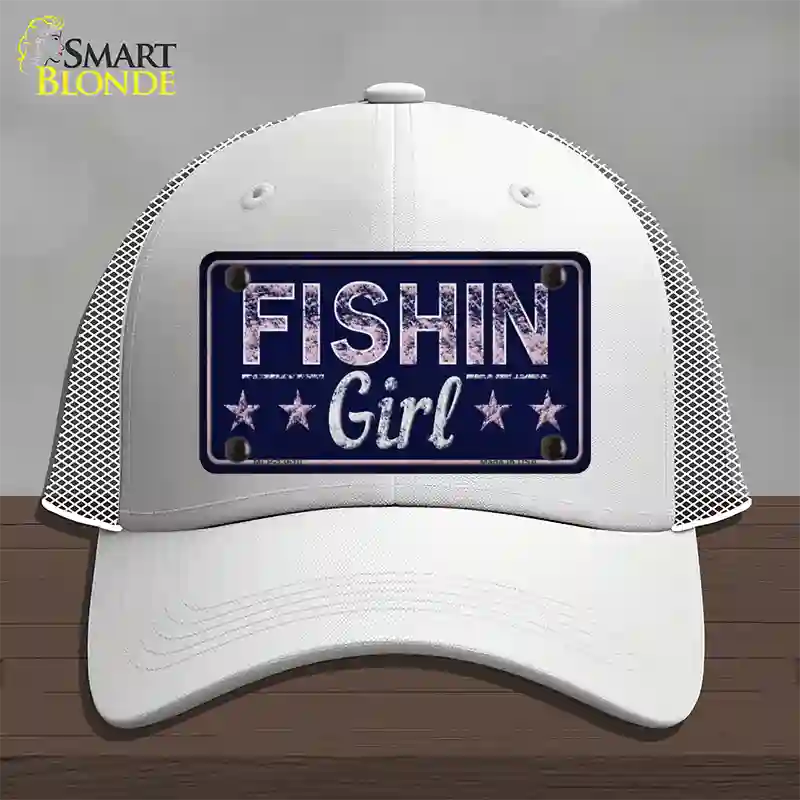 Fishin Girl Novelty License Plate Hat Tag Mesh / White