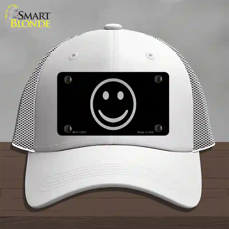 Smiley Black Novelty License Plate Hat Tag Mesh / White