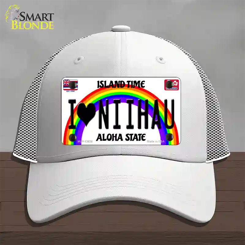 I Heart Niihau Novelty License Plate Hat Tag Mesh / White