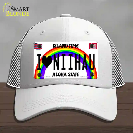 I Heart Niihau Novelty License Plate Hat Tag Mesh / White