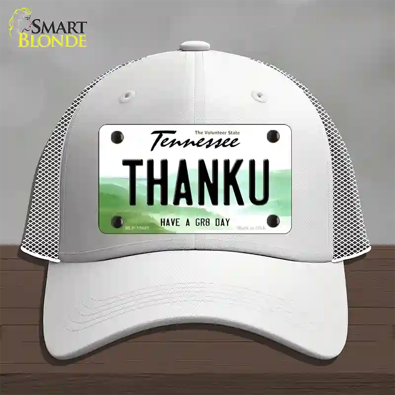 Thank You Novelty License Plate Hat Tag Mesh / White