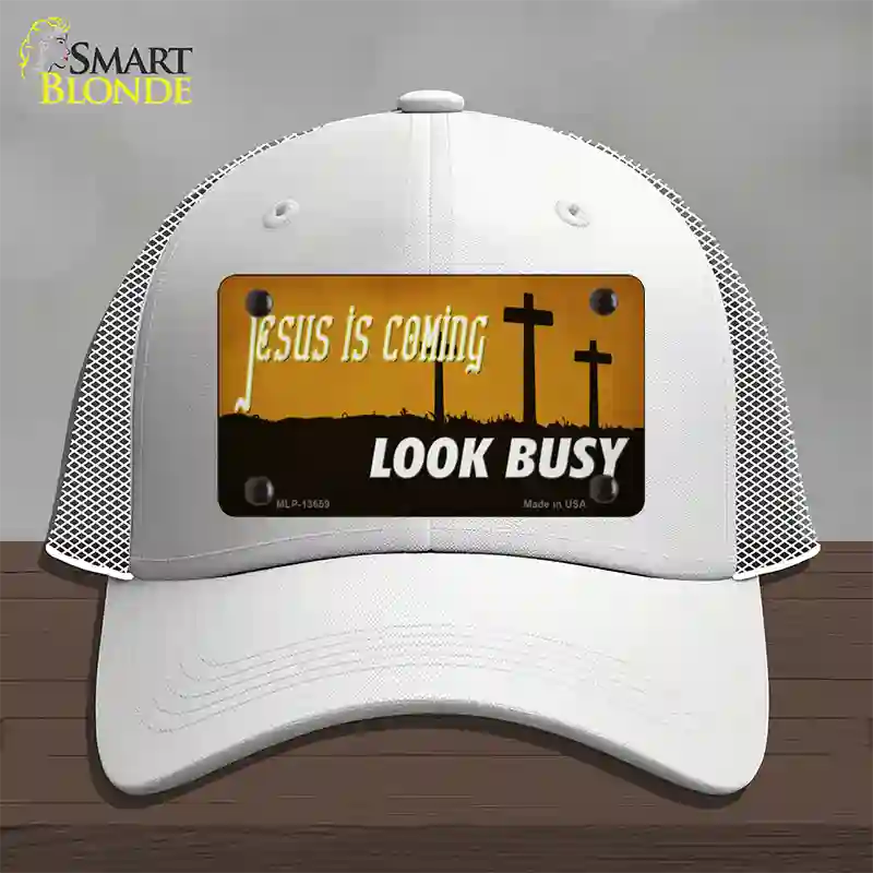 Jesus Is Coming Novelty License Plate Hat Tag Mesh / White