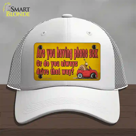 Are You Having Phone Sex Novelty License Plate Hat Tag Mesh / White