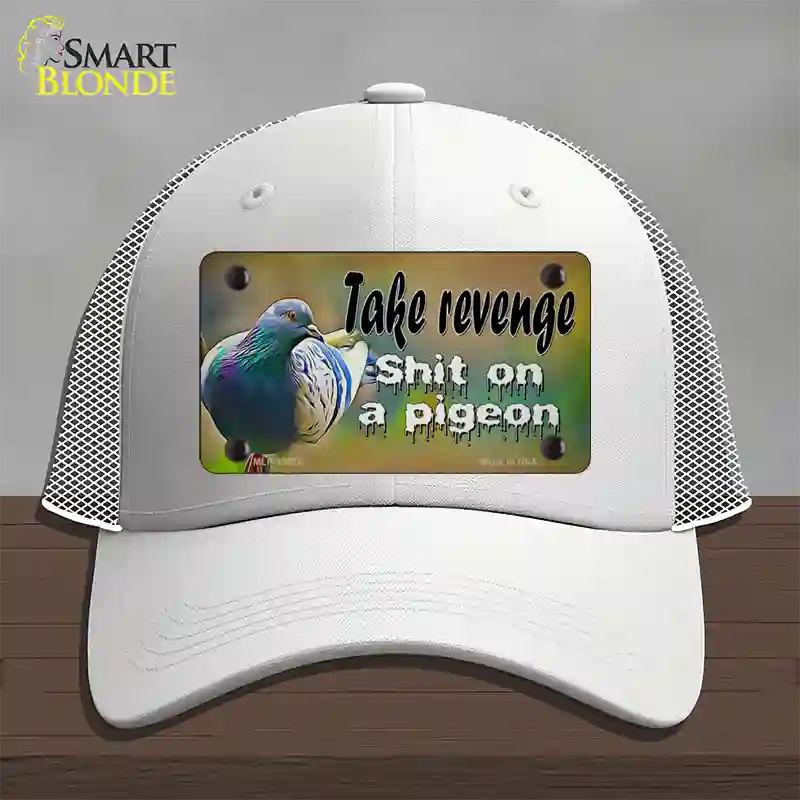 Shit On A Pigeon Novelty License Plate Hat Tag Mesh / White