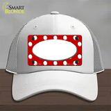 White Red Polka Dot Center Oval Novelty License Plate Hat Mesh / White