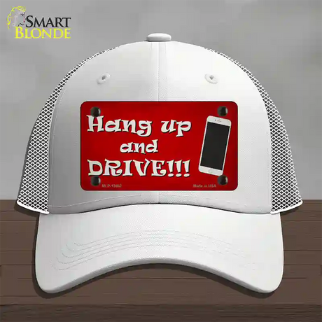 Hang Up and Drive Novelty License Plate Hat Tag Mesh / White