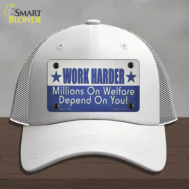 Welfare Depends On You Novelty License Plate Hat Tag Mesh / White