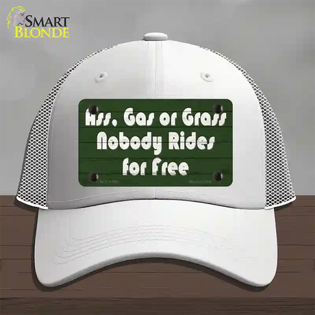 Ass Gas Or Grass Novelty License Plate Hat Tag Mesh / White