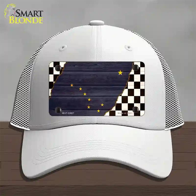 Alaska Racing Flag Novelty License Plate Hat Tag Mesh / White