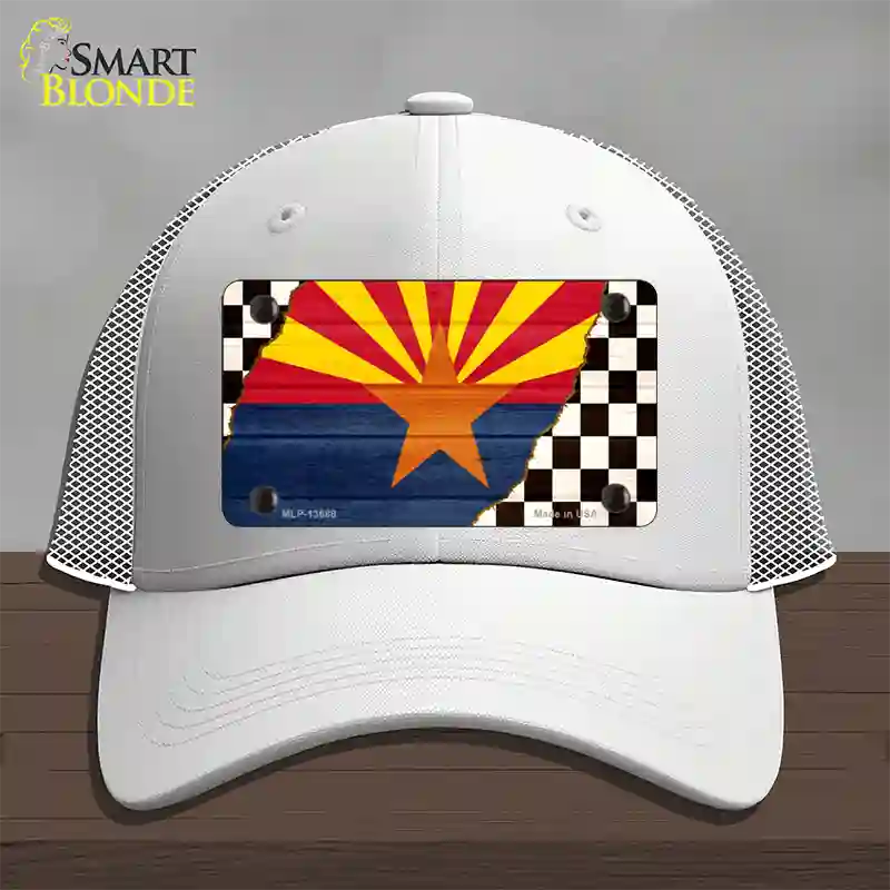 Arizona Racing Flag Novelty License Plate Hat Tag Mesh / White