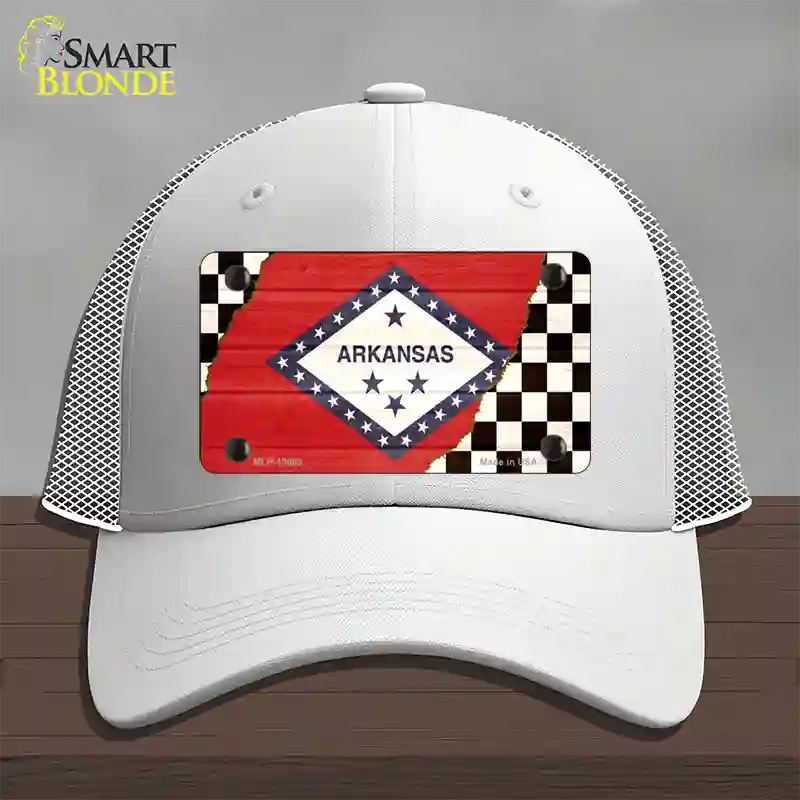 Arkansas Racing Flag Novelty License Plate Hat Tag Mesh / White