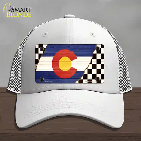 Colorado Racing Flag Novelty License Plate Hat Tag Mesh / White