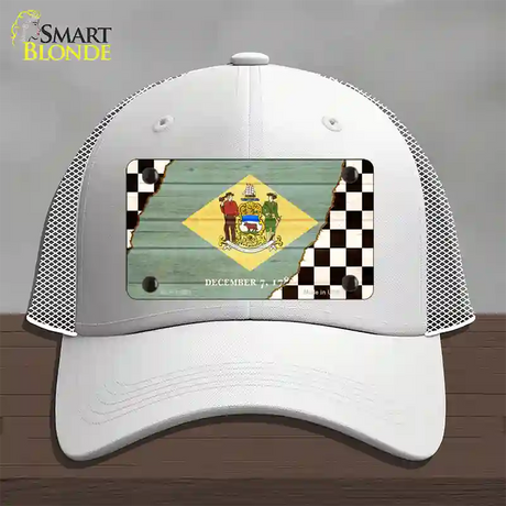 Delaware Racing Flag Novelty License Plate Hat Tag Mesh / White