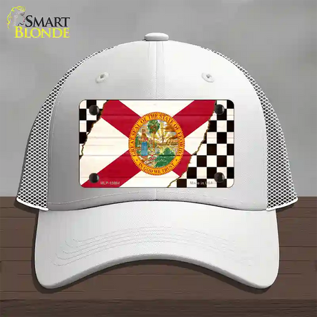 Florida Racing Flag Novelty License Plate Hat Tag Mesh / White