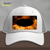 Real Flame With Black Center Oval Novelty License Plate Hat Mesh / White