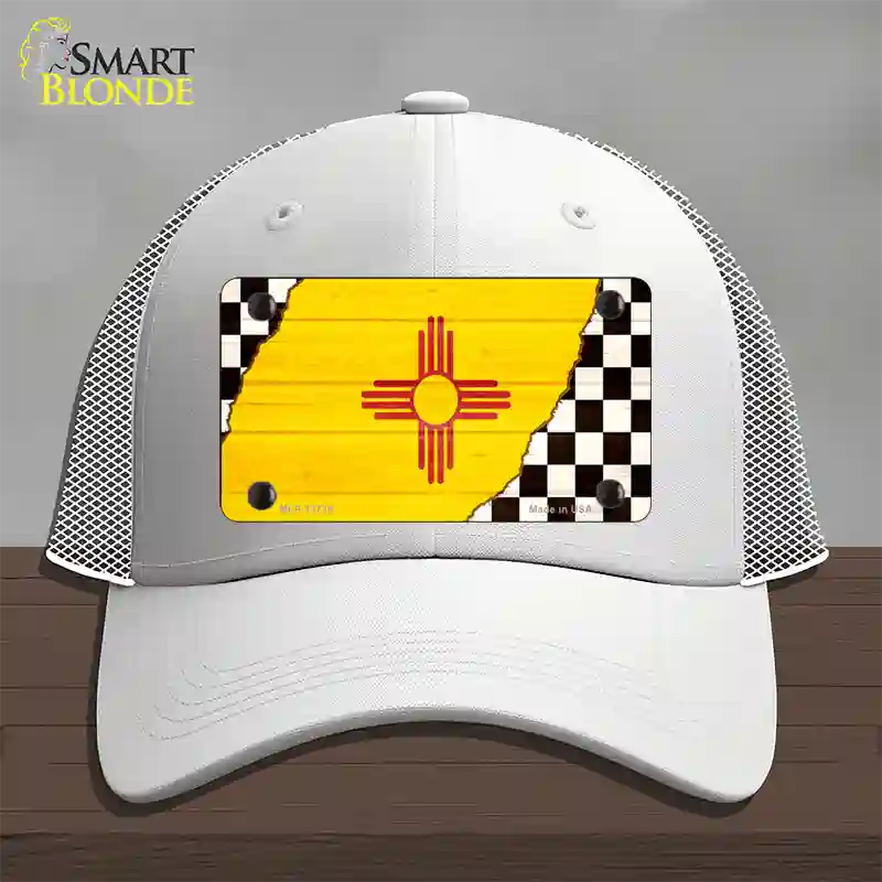 New Mexico Racing Flag Novelty License Plate Hat Tag Mesh / White