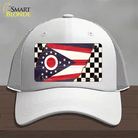 Ohio Racing Flag Novelty License Plate Hat Tag Mesh / White