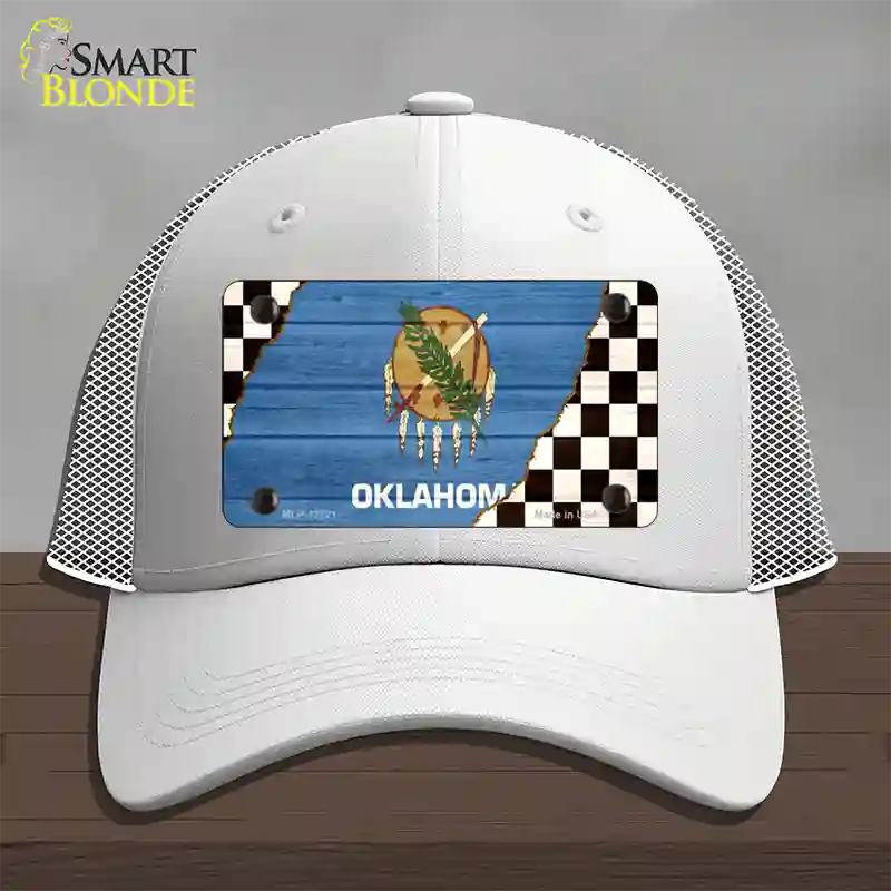 Oklahoma Racing Flag Novelty License Plate Hat Tag Mesh / White