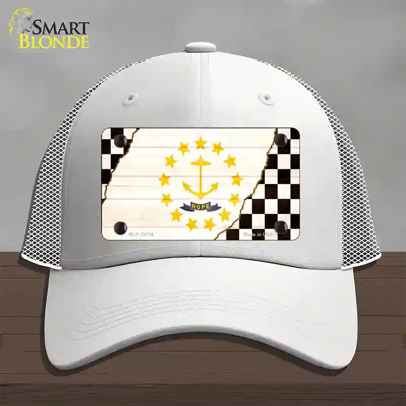 Rhode Island Racing Flag Novelty License Plate Hat Tag Mesh / White