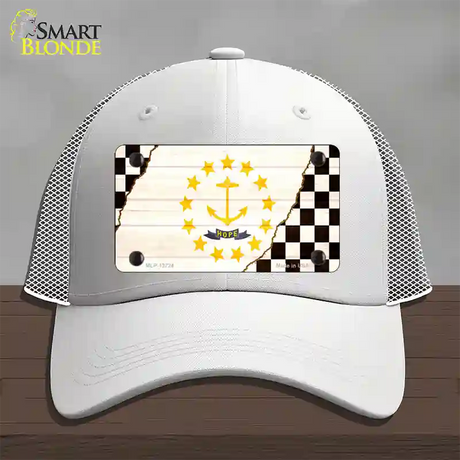 Rhode Island Racing Flag Novelty License Plate Hat Tag Mesh / White