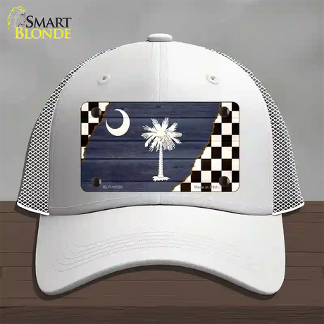 South Carolina Racing Flag Novelty License Plate Hat Tag Mesh / White