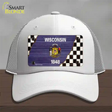 Wisconsin Racing Flag Novelty License Plate Hat Tag Mesh / White