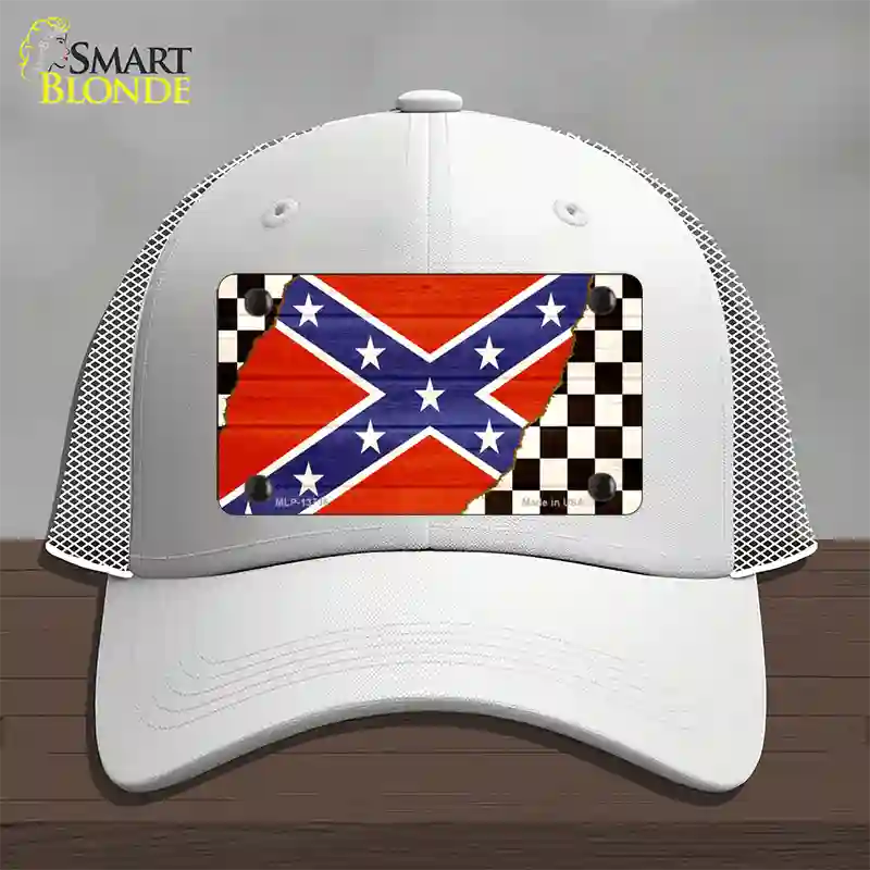 Confederate Racing Flag Novelty License Plate Hat Tag Mesh / White