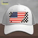 USA Racing Flag Novelty License Plate Hat Tag Mesh / White