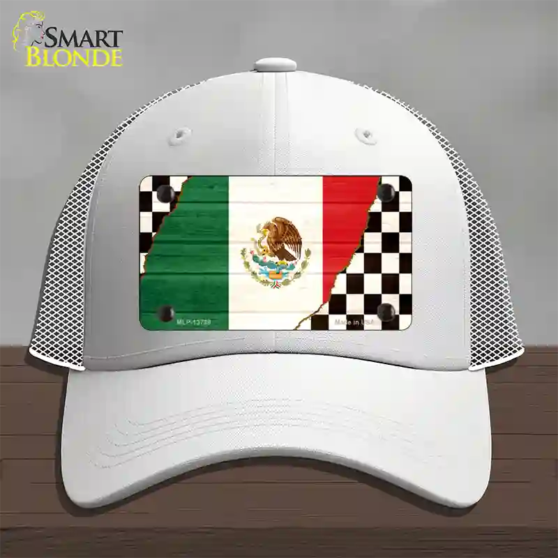 Mexico Racing Flag Novelty License Plate Hat Tag Mesh / White