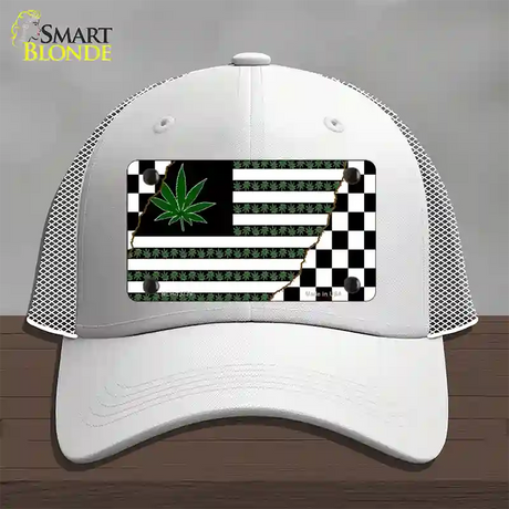 Weed American Racing Flag Novelty License Plate Hat Tag Mesh / White