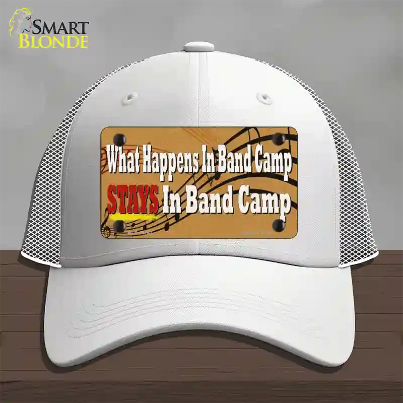 What Happens In Band Camp Novelty License Plate Hat Tag Mesh / White