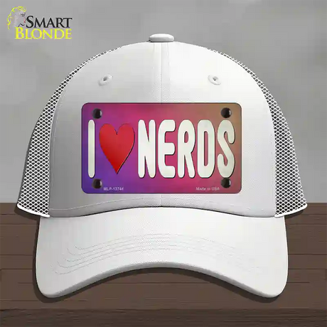 I Love Nerds Novelty License Plate Hat Tag Mesh / White