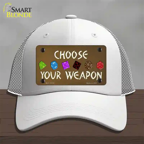 Choose Your Weapon Novelty License Plate Hat Tag Mesh / White