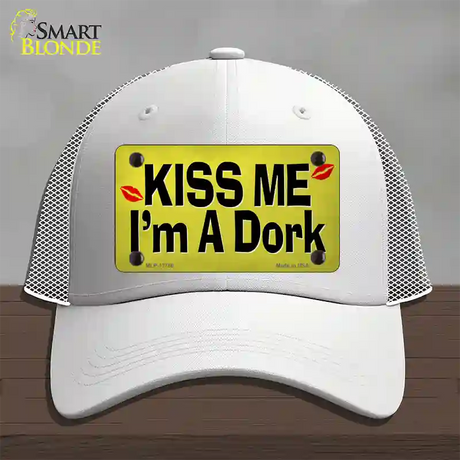 Kiss Me Im A Dork Novelty License Plate Hat Tag Mesh / White