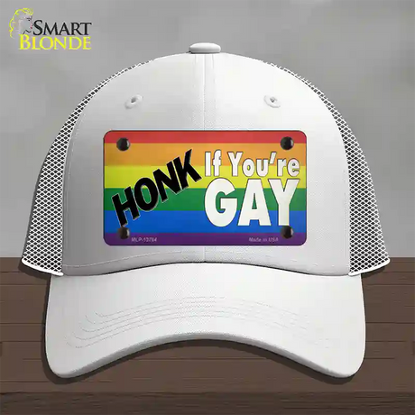 Honk If Youre Gay Novelty License Plate Hat Tag Mesh / White