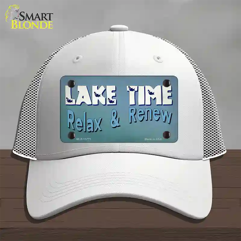 Lake Time Novelty License Plate Hat Tag Mesh / White