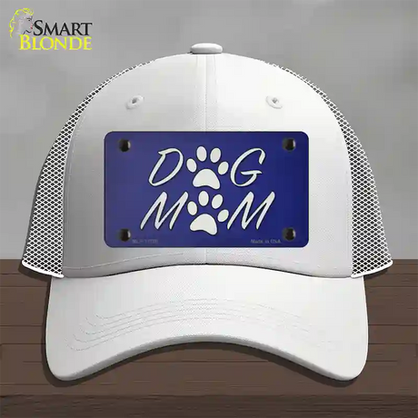 Dog Mom Novelty License Plate Hat Tag Mesh / White