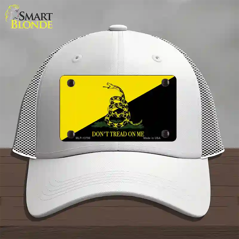 Dont Tread On Me Yellow|Black Novelty License Plate Hat Mesh / White