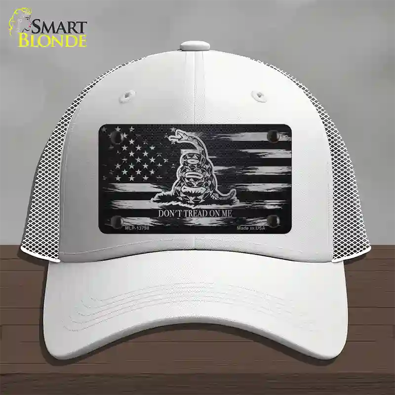 Dont Tread On Me Distressed Flag Novelty License Plate Hat Mesh / White