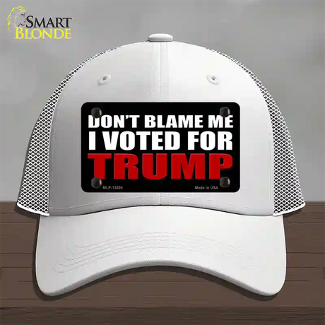 Dont Blame Me I Voted Trump Black Novelty License Plate Hat Mesh / White