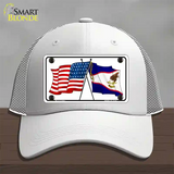 American Samoa USA Crossed Flags Novelty License Plate Hat Tag Mesh / White