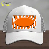 Orange White Zebra Center Oval Novelty License Plate Hat Mesh / White