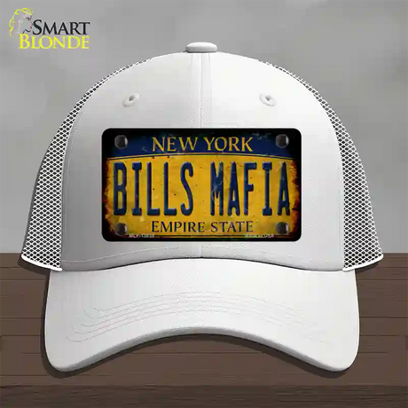 Bills Mafia New York Yellow Rusty Novelty License Plate Hat Tag Mesh / White