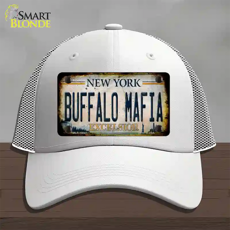 Buffalo Mafia Excelsior New York Rusty Novelty License Plate Hat Tag Mesh / White