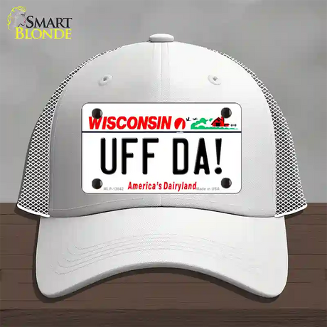 Uff Da Wisconsin Novelty License Plate Hat Tag Mesh / White