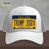 Trump 2024 New York Novelty License Plate Hat Mesh / White