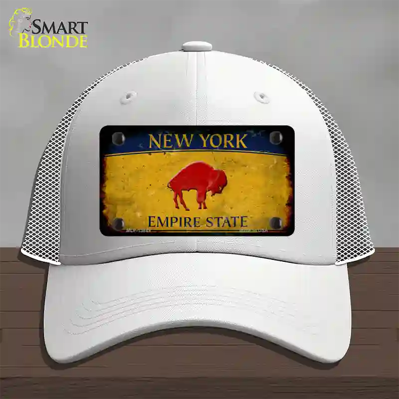 Red Buffalo NY Yellow Rusty Novelty License Plate Hat Tag Mesh / White