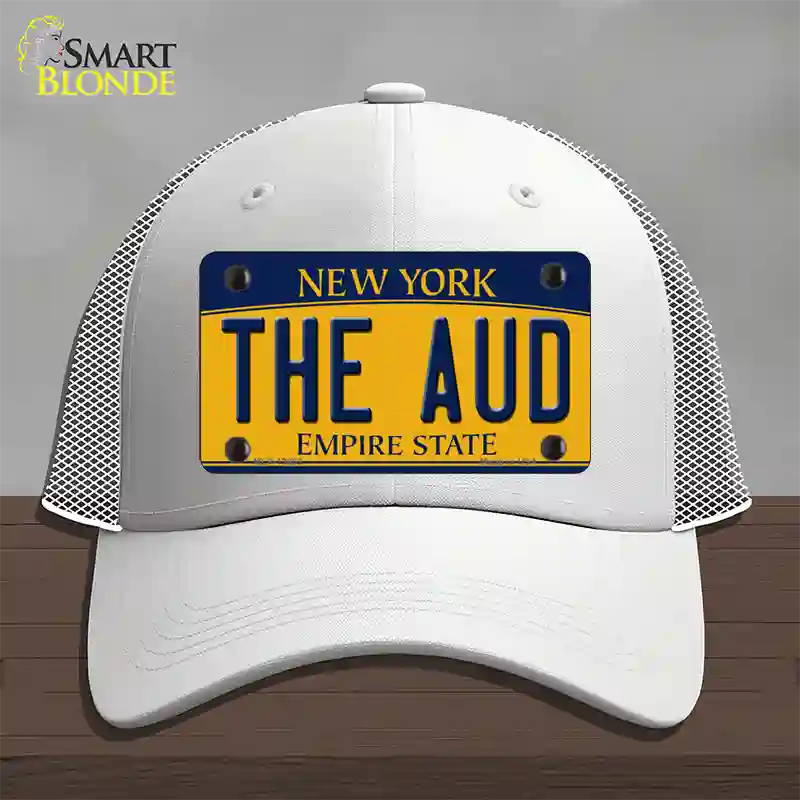 The Aud NY Yellow Novelty License Plate Hat Tag Mesh / White